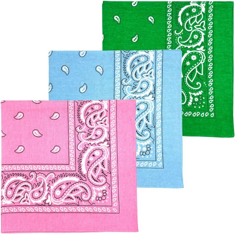 MD Style 3 PCS Extra Large Bandanas 27” x 27” 100% Cotton for Men & Women Paisley Handkerchief Headband Scarf Jumbo Bandana - Image 1